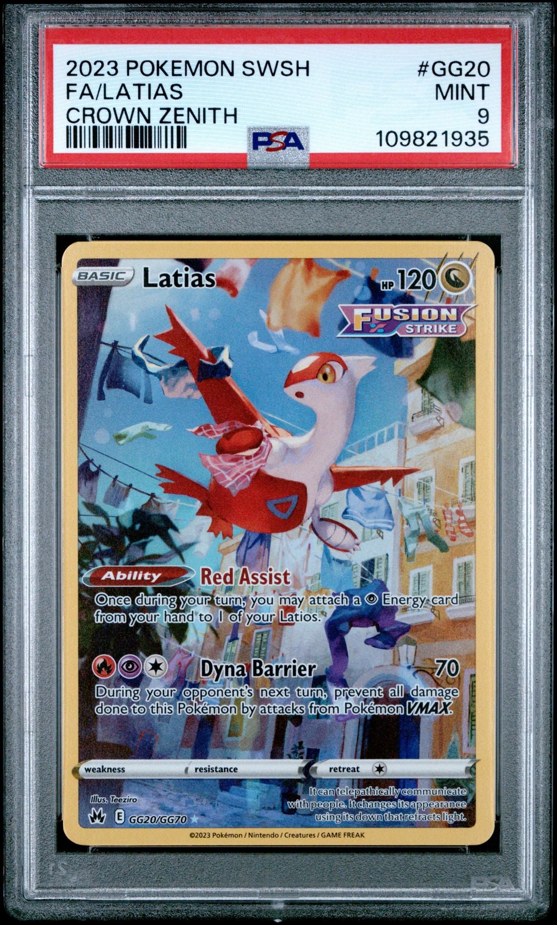 2023 POKEMON SWORD AND SHIELD CROWN ZENITH GG20 FULL ART/LATIAS PSA 9